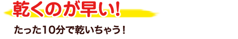 乾くのが早い！たった10分で乾いちゃう！  