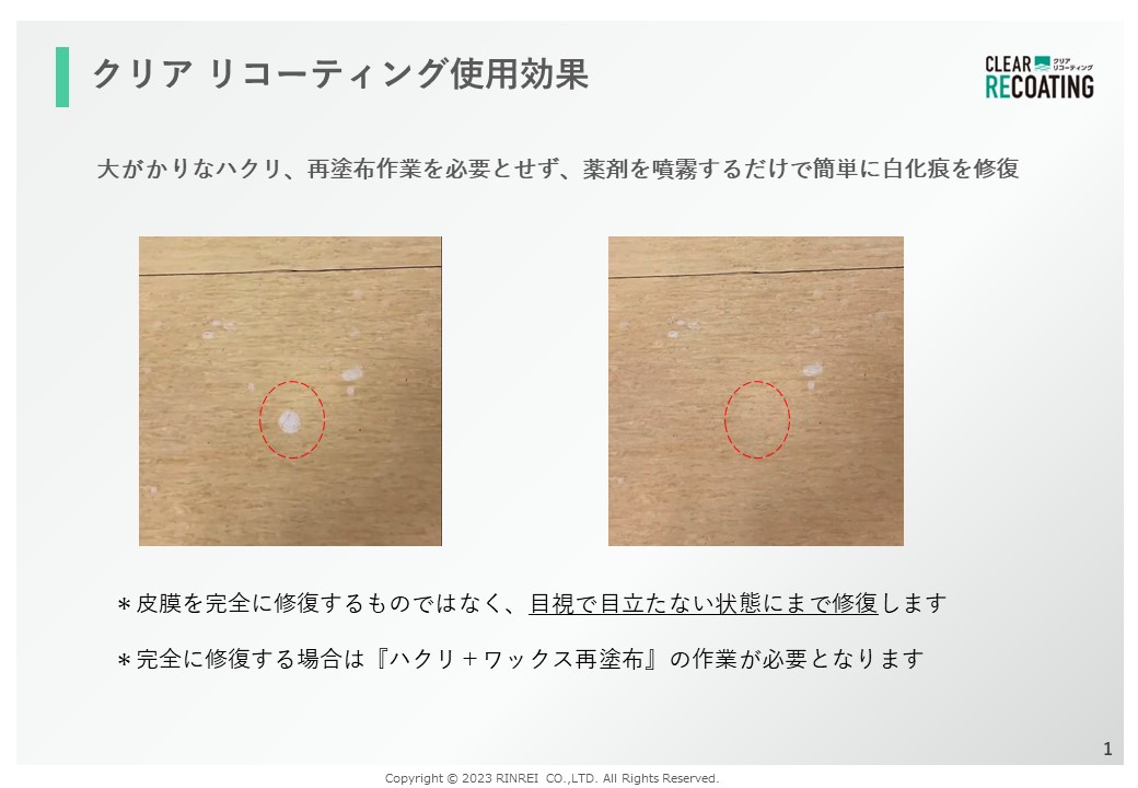 クリア リコーティング効果